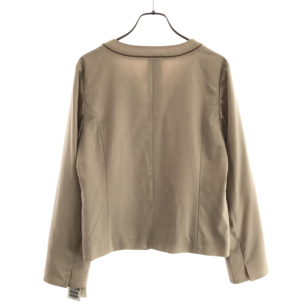 未使用 BEAMS LIGHTS ビームスライツ 日本製 ノーカラージャケット 40 ベージュ系 タグ付き レディース