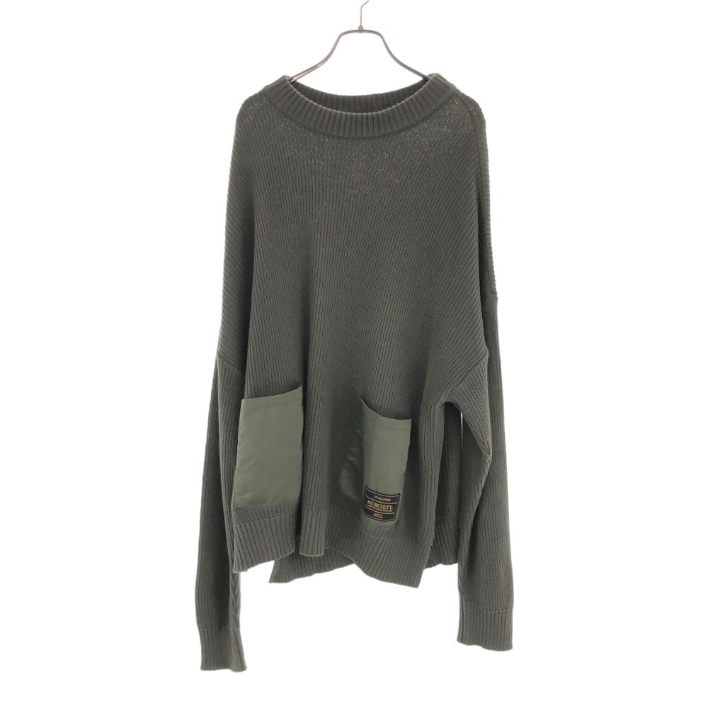 Subciety サブサエティ 日本製 長袖 ニット L カーキ セーター メンズ