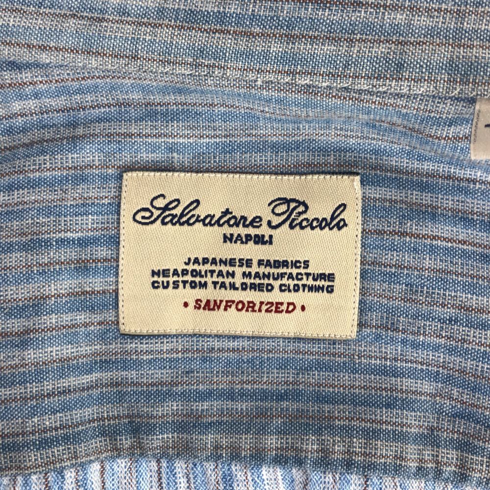 サルヴァトーレピッコロ ストライプ 長袖 シャツ 15/38 ブルー系 Salvatore Piccolo メンズ