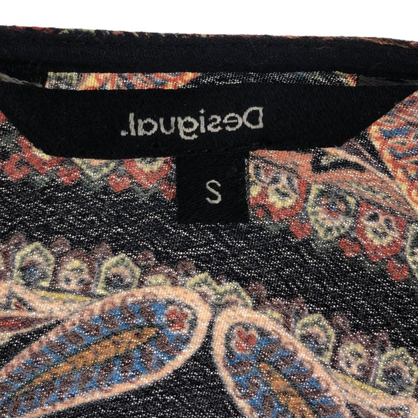 デシグアル ペイズリー 長袖 レーヨン ワンピース S ブラック Desigual チュニック レディース