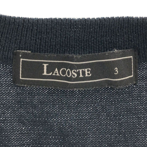 ラコステ ウール アーガイル柄 Vネック ニットベスト 3 ブラック系×パープル LACOSTE メンズ