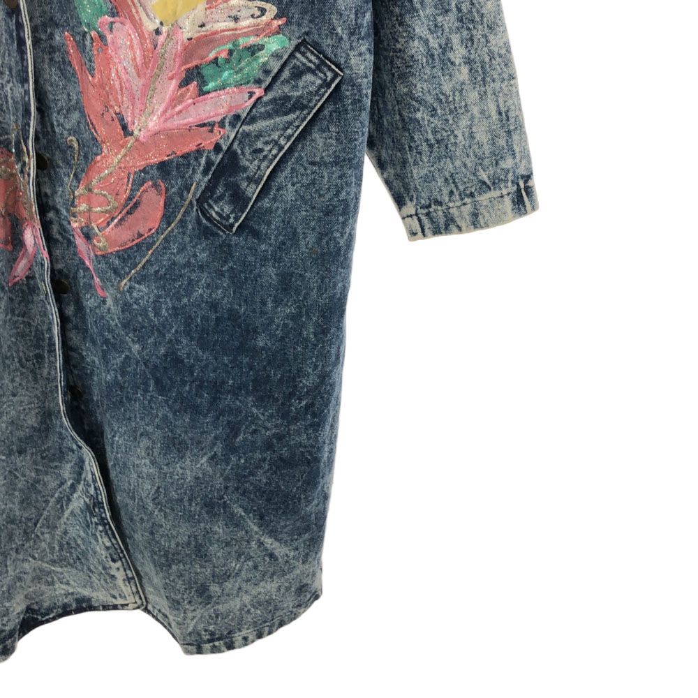 JORDA FASHION ジョーダ ファッション ペイント加工 長袖 デニムコート L ブルー系 レディース