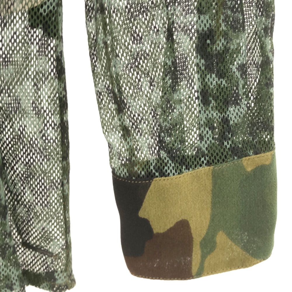 DIESEL ディーゼル 迷彩 長袖 アシンメトリー シャツ XS グリーン系 異素材 レディース