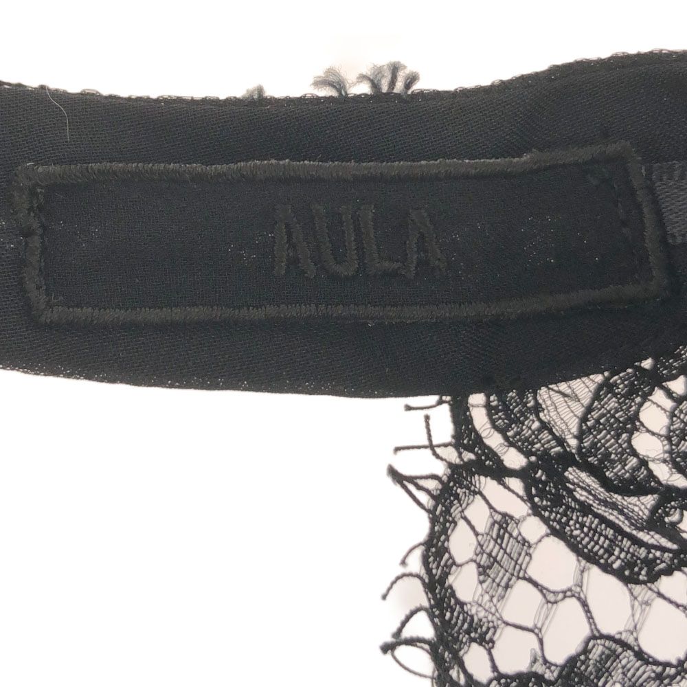 AULA アウラ 日本製 長袖 レース カットソー  ブラック レディース