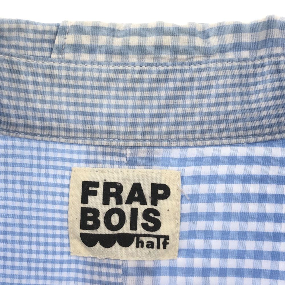 フラボア ハーフ チェック 長袖 シャツ 1 ホワイト×ライトブルー FRAPBOIShalf 丸襟 ワッペン レディース