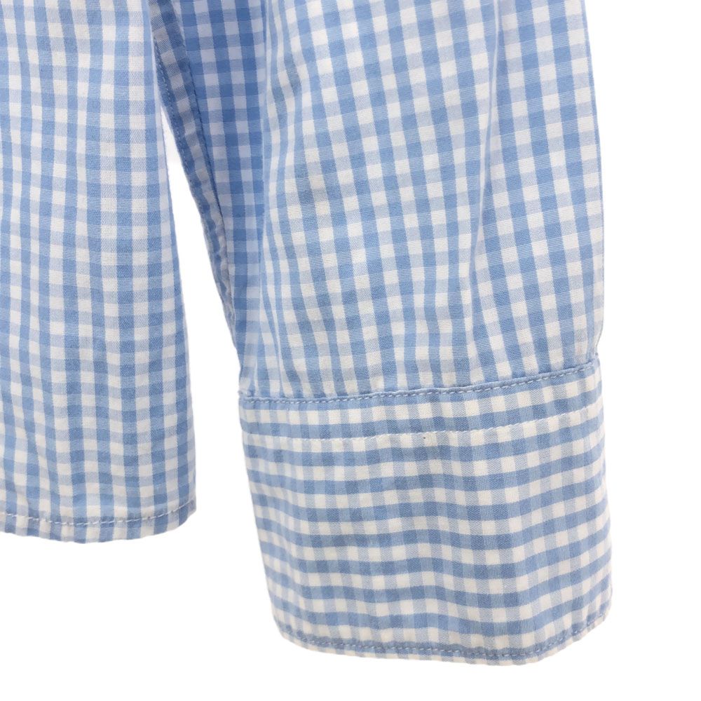 フラボア ハーフ チェック 長袖 シャツ 1 ホワイト×ライトブルー FRAPBOIShalf 丸襟 ワッペン レディース