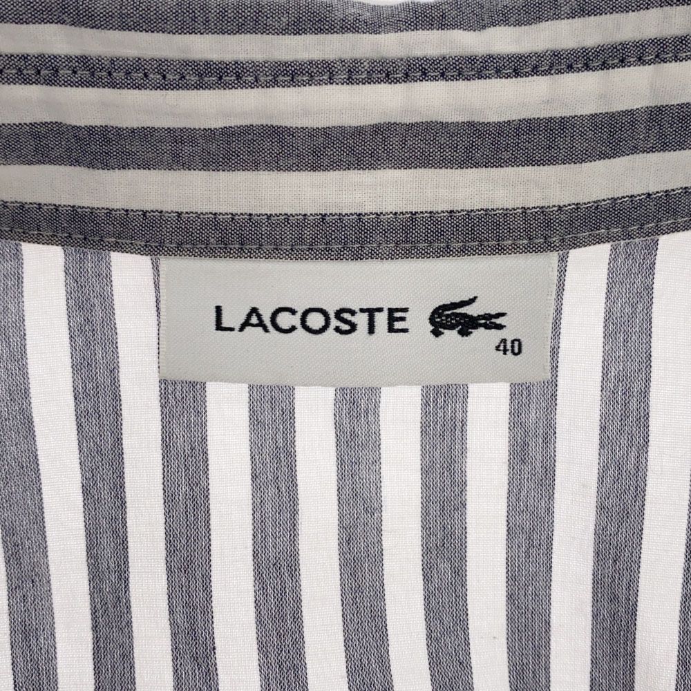 ラコステ ストライプ柄 長袖 シャツ 40 ホワイト×グレー LACOSTE レディース