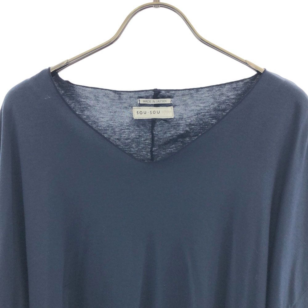 SOU・SOU ソウソウ 日本製 長袖 Vネック カットソー ネイビー レディース