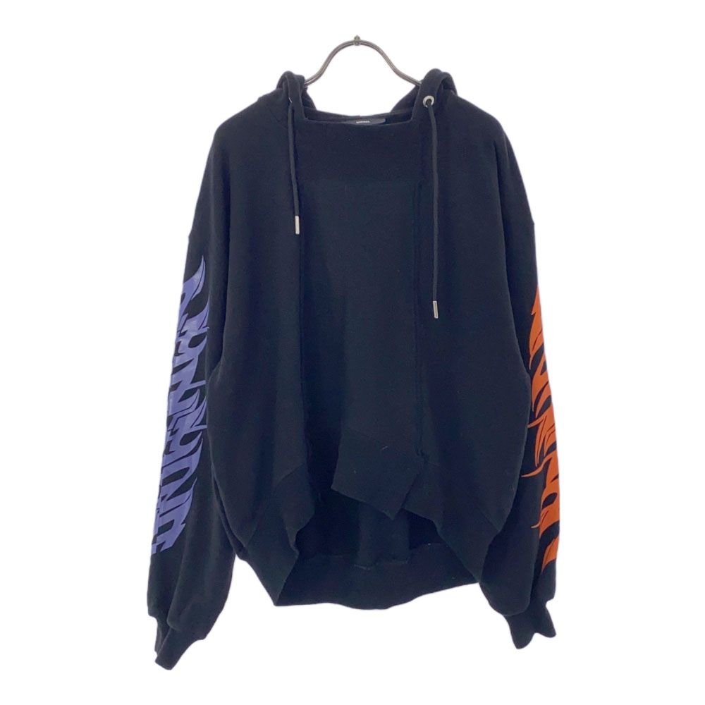 DIESEL ディーゼル プリント 長袖 スウェットパーカー XS ブラック 切替 メンズ