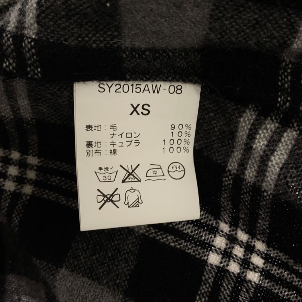 Shinya yamaguchi シンヤヤマグチ 日本製 ウールブレンド 長袖 チェックシャツ XS ブラック系 エルボーパッチ メンズ