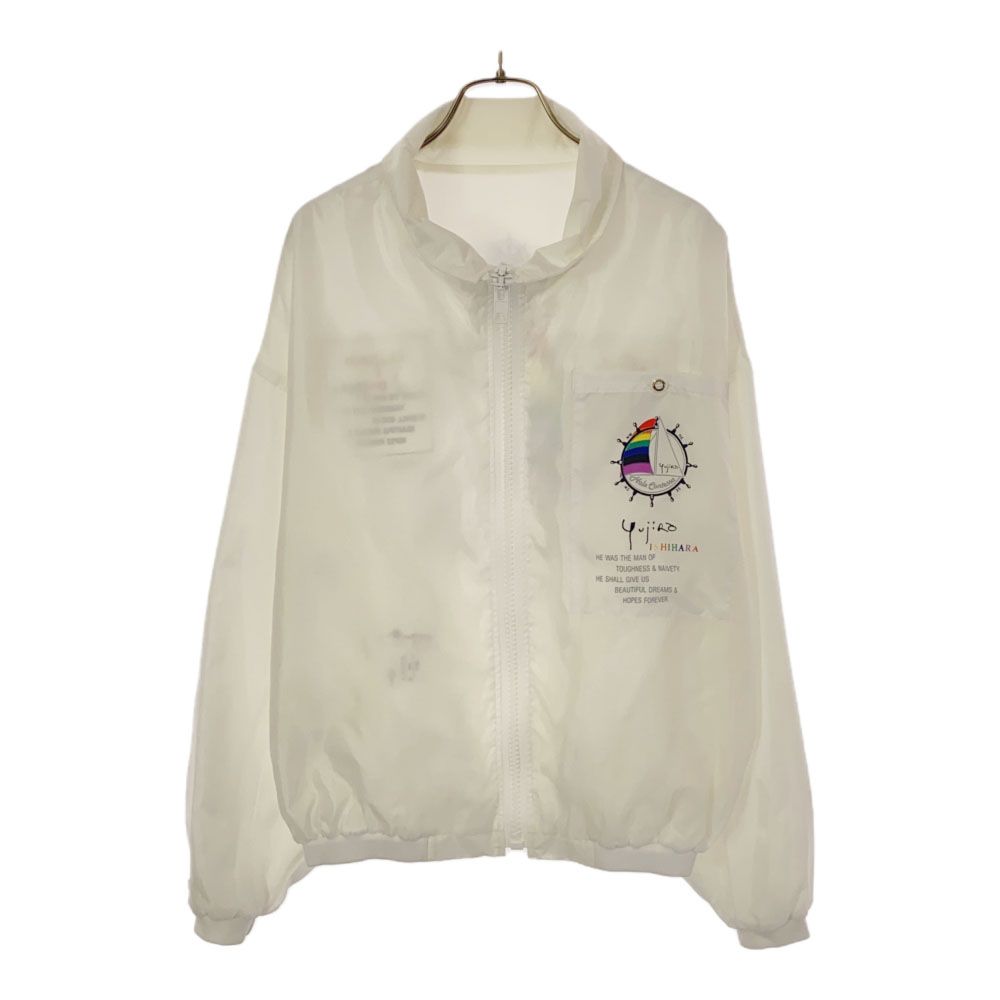 未使用 YUJIRO ISHIHARA 石原裕次郎 プリント リバーシブル ナイロンジャケット S ホワイト タグ付き ウインドブレーカー メンズ