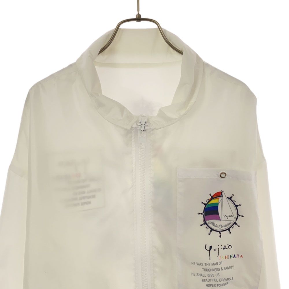 未使用 YUJIRO ISHIHARA 石原裕次郎 プリント リバーシブル ナイロンジャケット S ホワイト タグ付き ウインドブレーカー メンズ