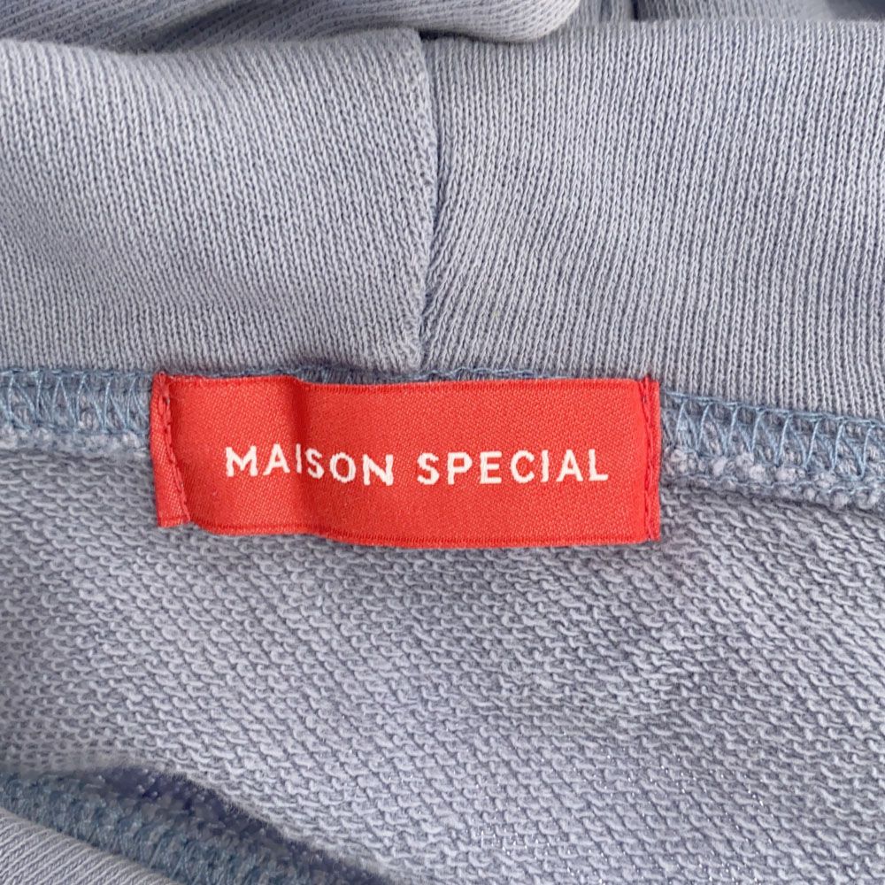 MAISON SPECIAL メゾンスペシャル プリント 長袖 スウェットパーカー 42 ライトブルー プルオーバー トレーナー メンズ
