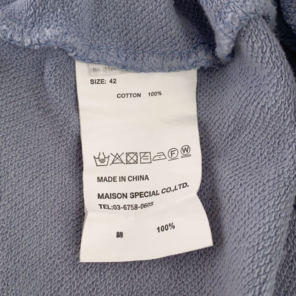 MAISON SPECIAL メゾンスペシャル プリント 長袖 スウェットパーカー 42 ライトブルー プルオーバー トレーナー メンズ