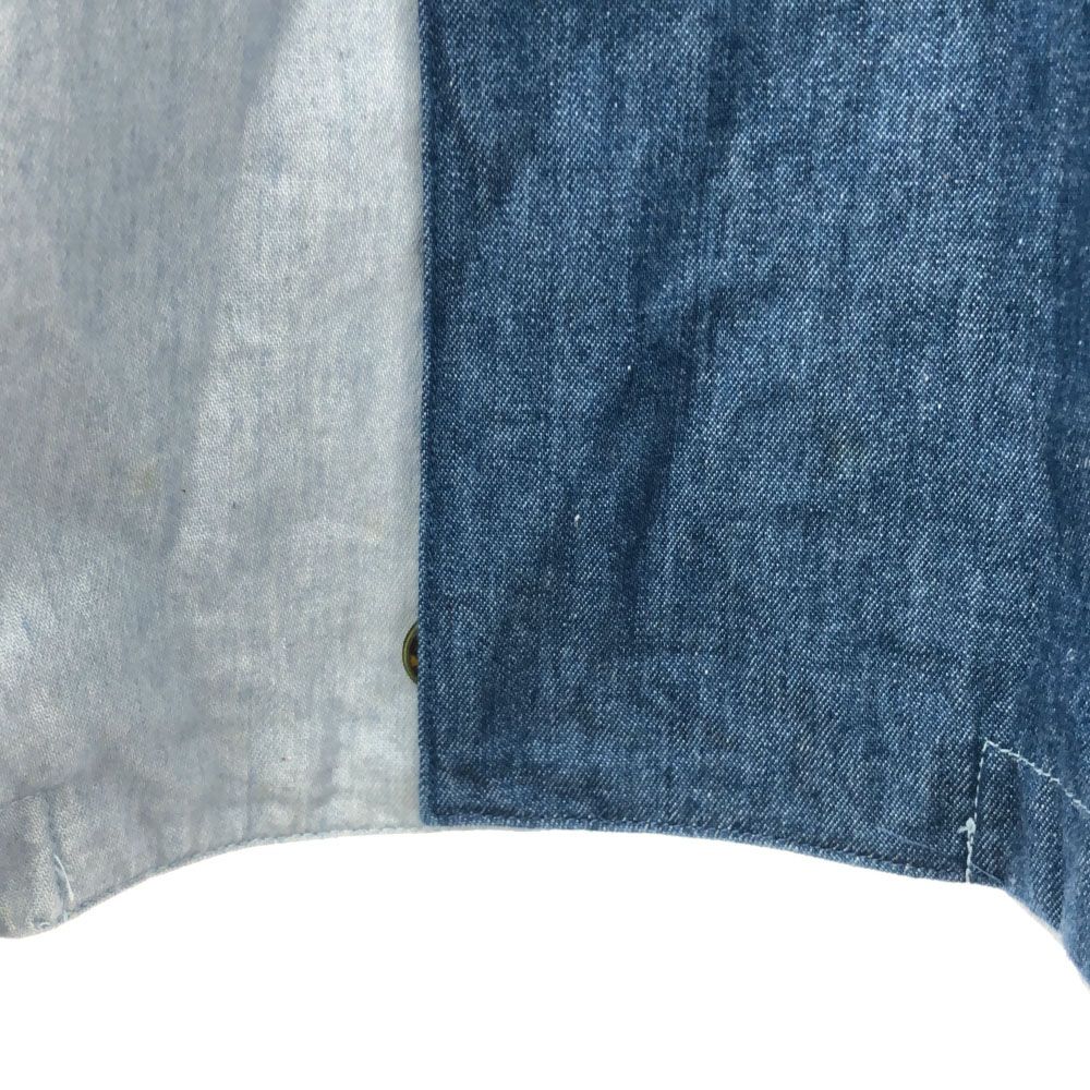 ランセル 日本製 ロゴ刺繍 長袖 デニムシャツ L ブルー LANCEL メンズ