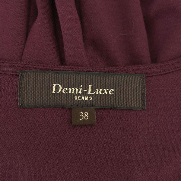 デミルクス ビームス 日本製 7分袖 カシュクール ワンピース 38 ボルドー Demi-Luxe BEAMS ウエストリボン レディース