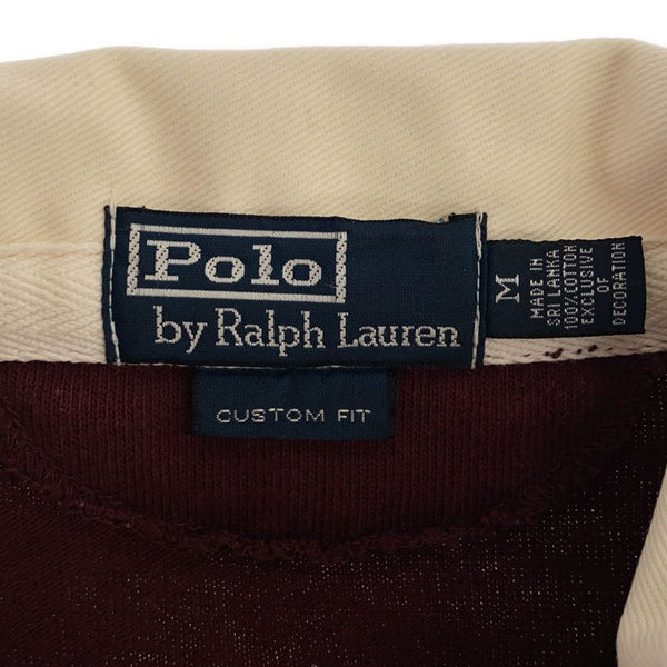 ポロラルフローレン 刺繍 ワッペン 長袖 ポロシャツ M レッド系 POLO RALPH LAUREN メンズ