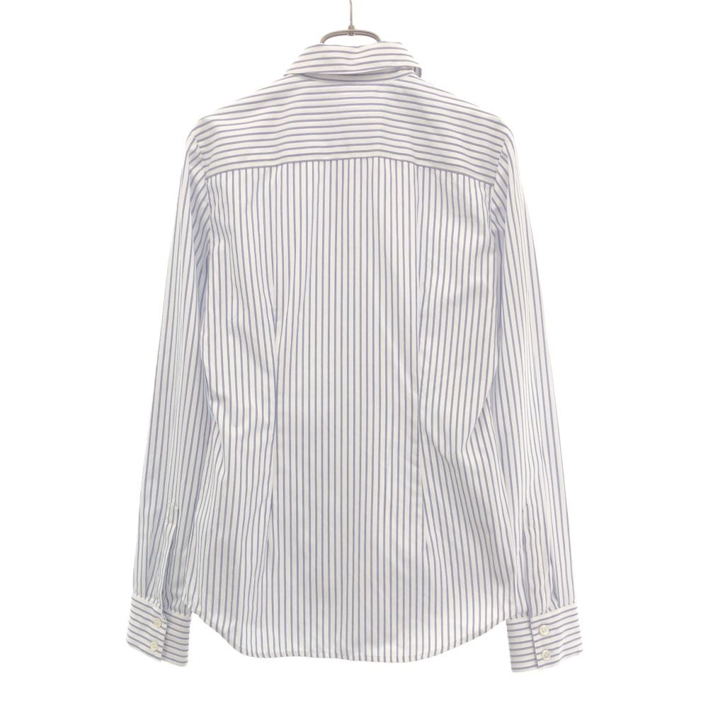 セオリー ストライプ 長袖 コットンシャツ S ホワイト×ブルー theory レディース