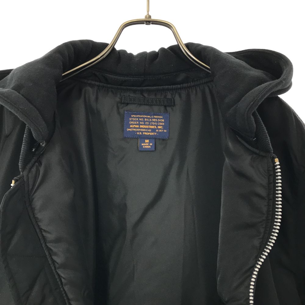 シップスジェットブルー アルファインダストリーズ 長袖 フード ナイロン フライトジャケット M ブラック SHIPS JET BLUE ALPHA INDUSTRIES メンズ