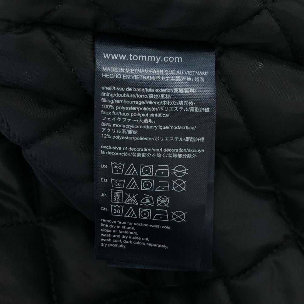 TOMMY HILFIGER トミーヒルフィガー 総柄 長袖 フェイクファー 中綿ジャケット S ブルー系 レディース