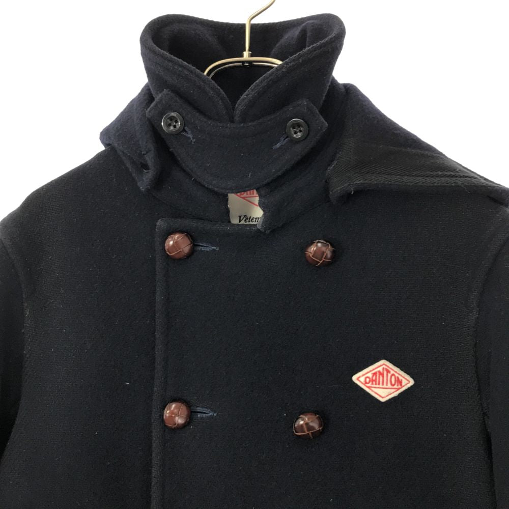 Danton ダントン アーバンリサーチ ドアーズ 別注 ウールモッサー ダブル コート 36 ネイビー くるみボタン URBAN RESEACH DOORS 10th レディース