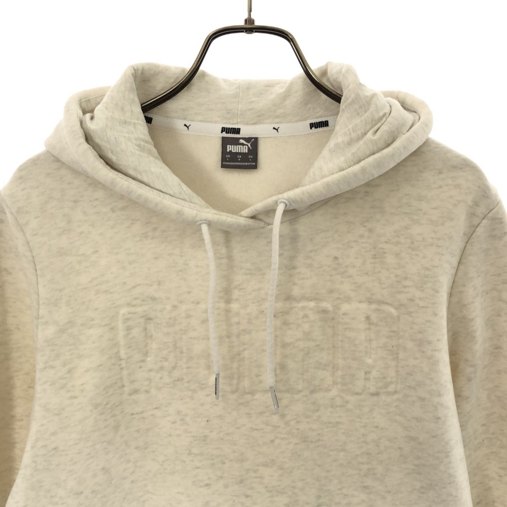 プーマ 3Dロゴ 長袖 スウェットパーカー L ホワイト系 PUMA レディース