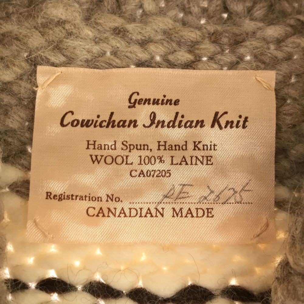 ウール ハンドニット 長袖 カウチンセーター ブラウン系 メンズ