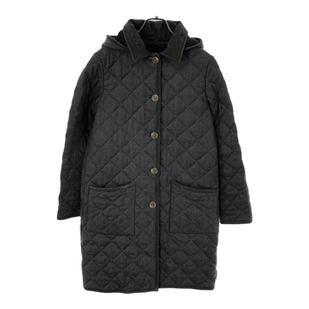 Traditional Weatherwear トラディショナルウェザーウェア ウール キルティングコート 34 グレー 中綿 レディース