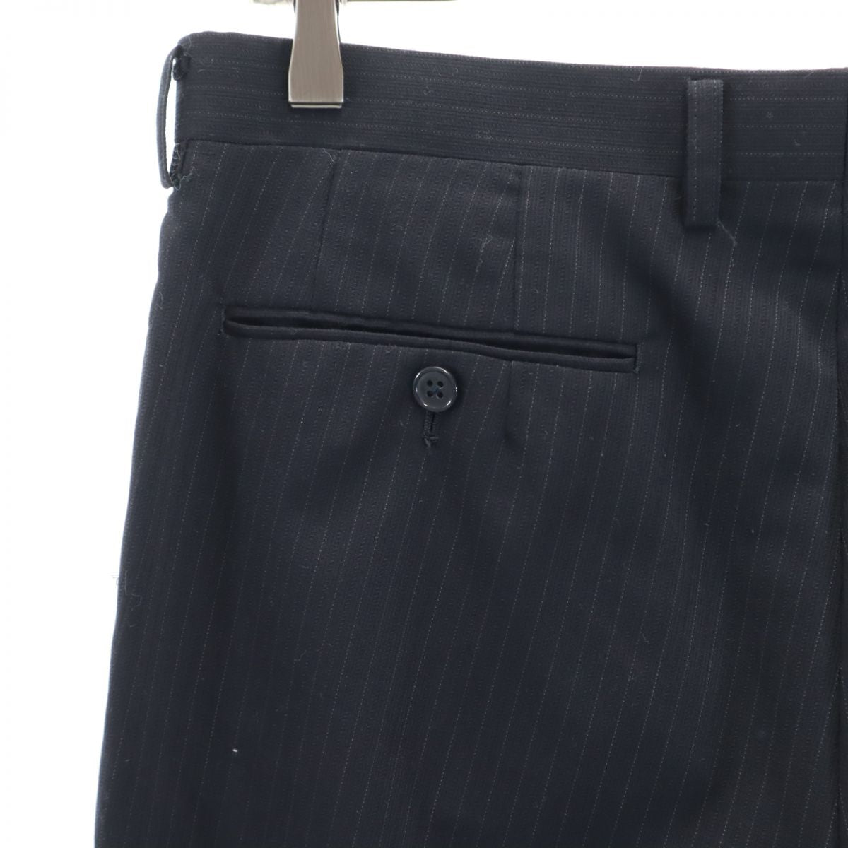 ストライプ ウールブレンド スラックスパンツ 96A7 ブラック メンズ