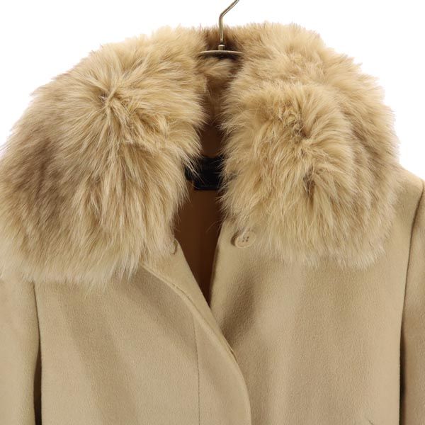 BCBGMAXAZRIA ビーシービージーマックスアズリア ウール ステンカラーコート M ベージュ ファー レディース
