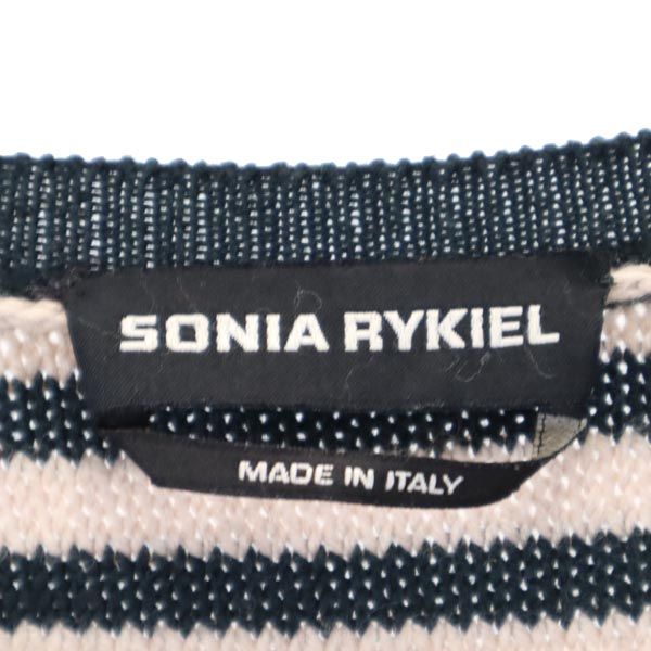 ソニアリキエル ニット 長袖 膝丈ワンピース グリーン×ベージュ Sonia Rykiel レディース