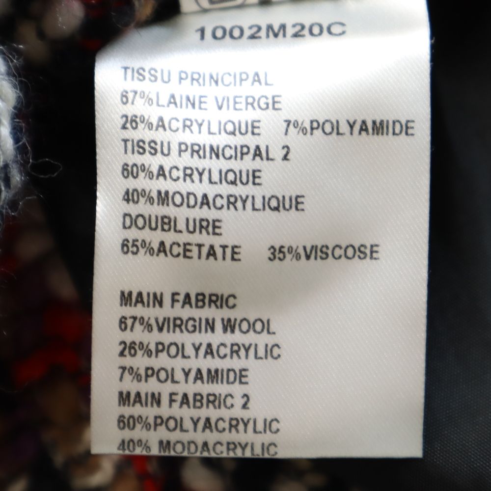 カルヴェン チェック柄 ファー襟 2way ウールコート 34 ブラック系 CARVEN レディース