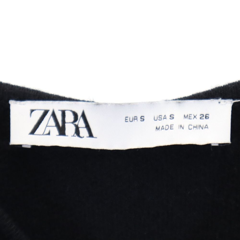 ザラ ノースリーブ ニット ワンピース S ブラック系 ZARA レディース