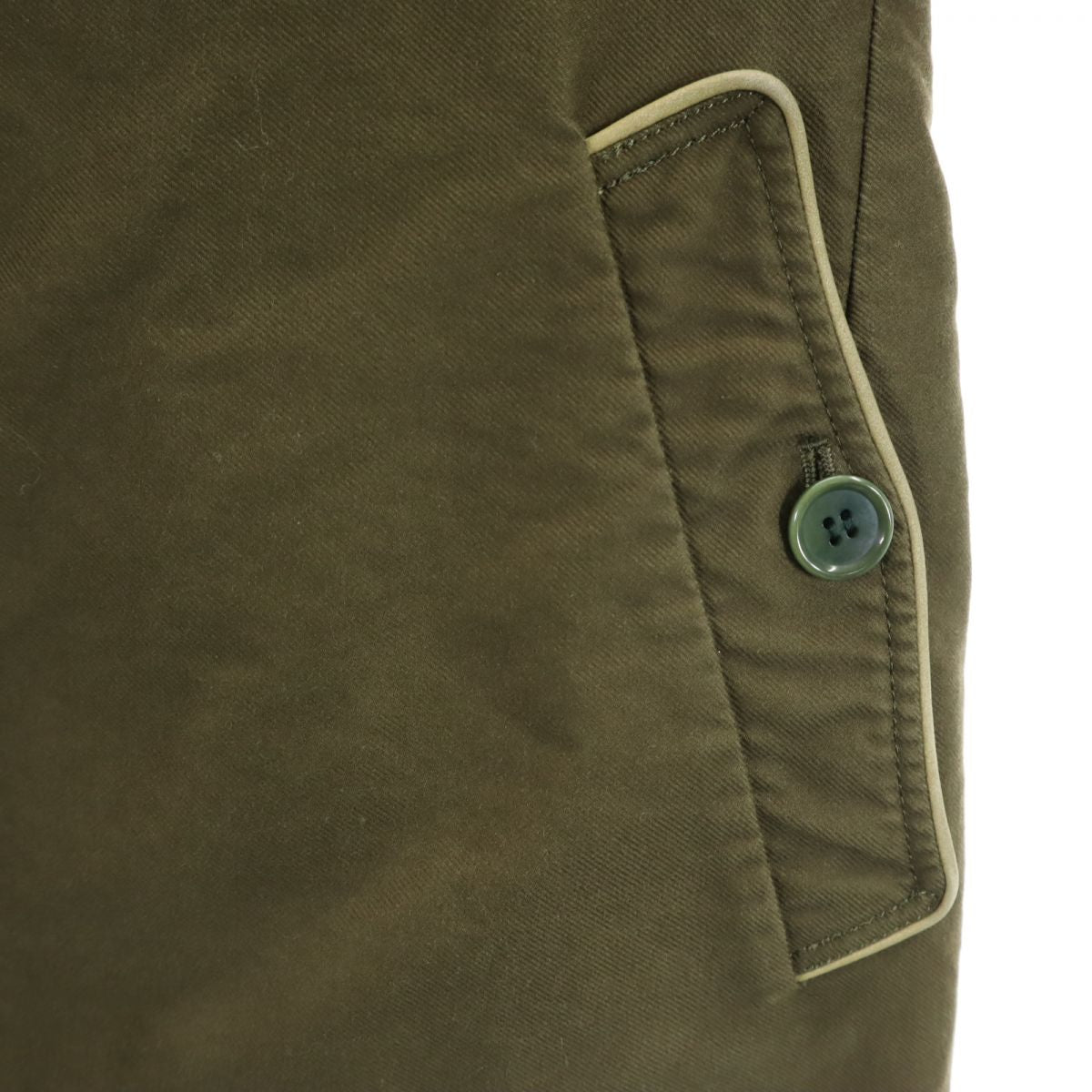 プレッジ 日本製 コーデュロイ襟 ステンカラーコート 48 カーキ系 Pledge メンズ