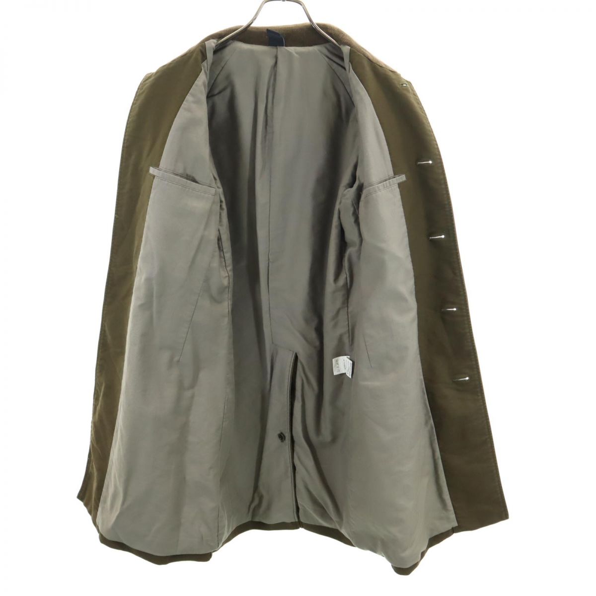 プレッジ 日本製 コーデュロイ襟 ステンカラーコート 48 カーキ系 Pledge メンズ