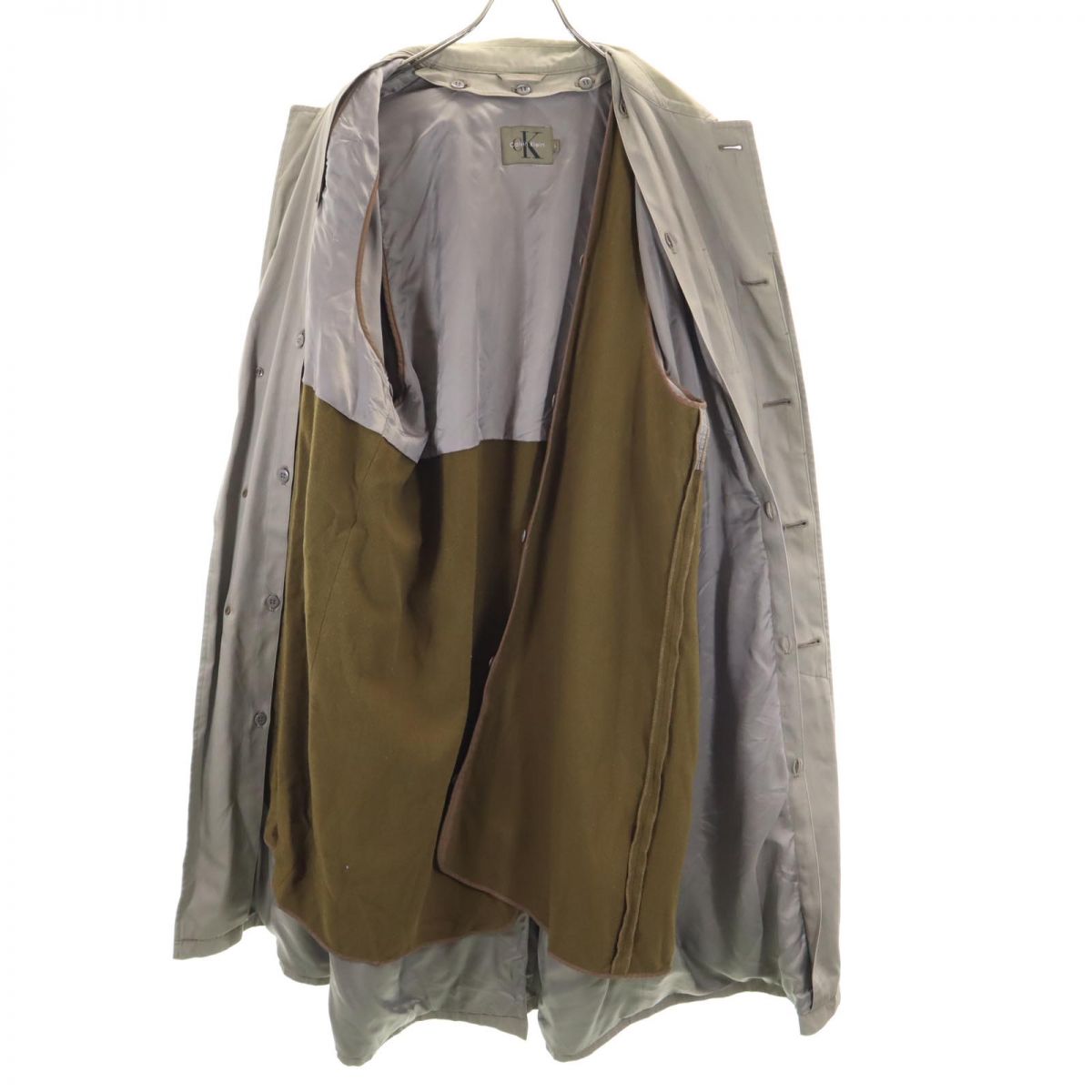 Calvin klein カルバンクライン 日本製 ライナー付き ステンカラーコート L ベージュ系 メンズ