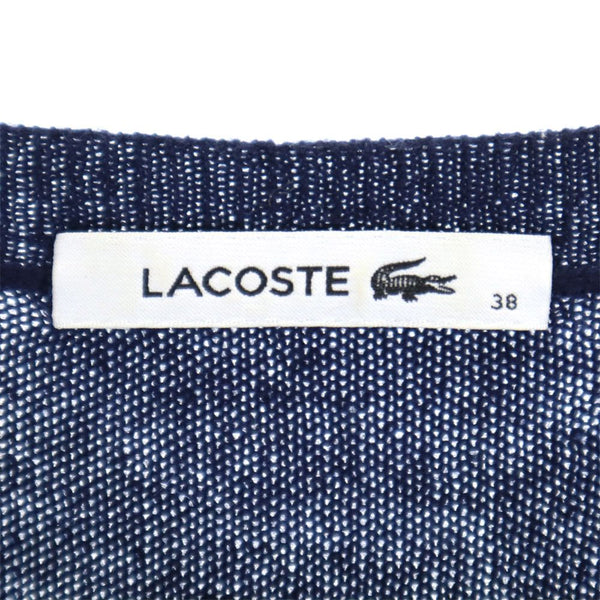 ラコステ 長袖 ウールブレンド ニット 膝丈ワンピース 38 ネイビー LACOSTE レディース