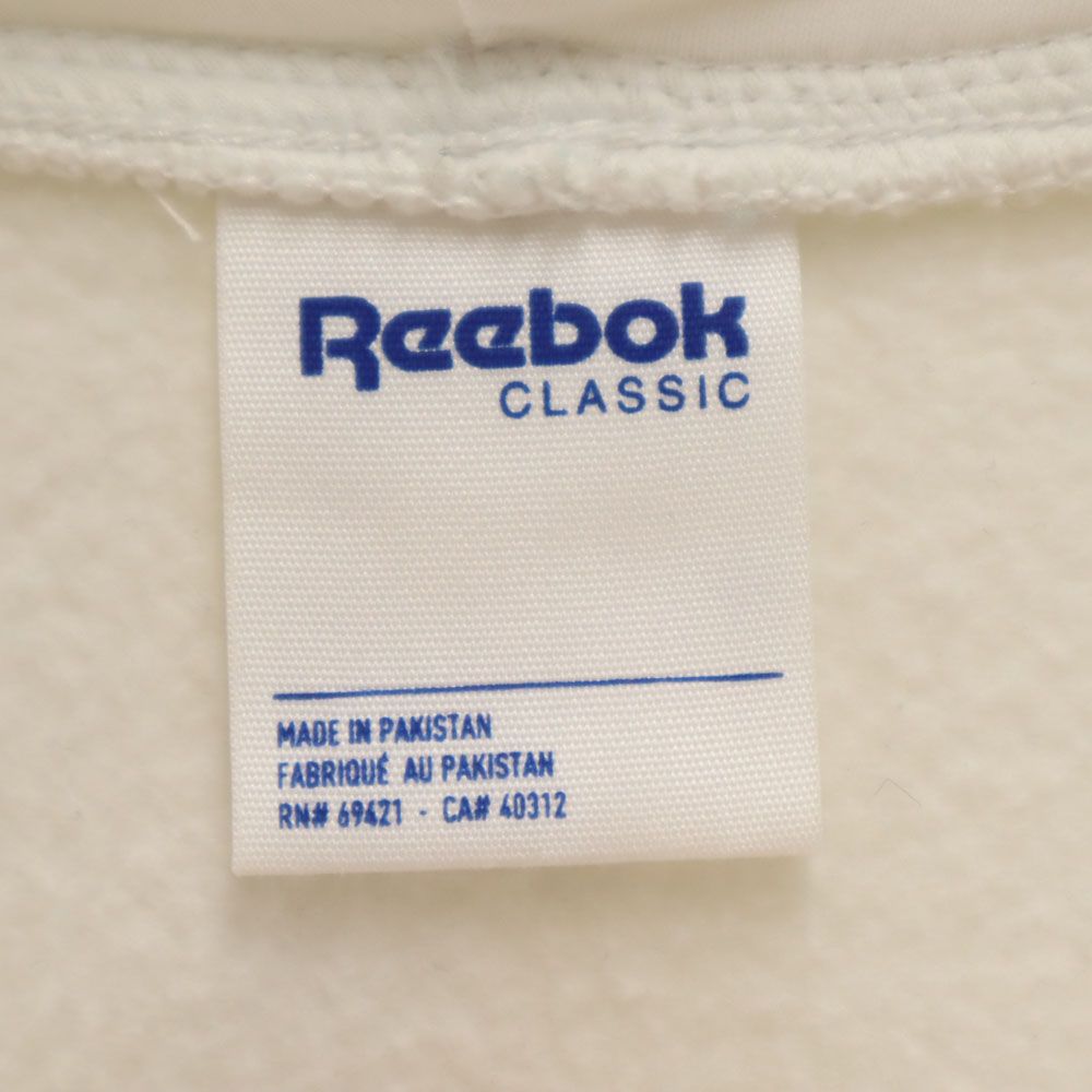 リーボック 長袖 ミニワンピース XOT ホワイト Reebok スウェット 裏起毛 ビッグサイズ フード レディース