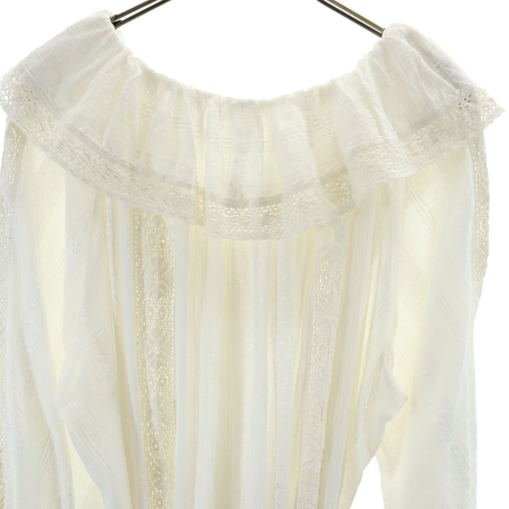 未使用 GRACE CLASS グレースクラス 長袖 フリルレース ロングワンピース 2-36 ホワイト 薄手 レディース