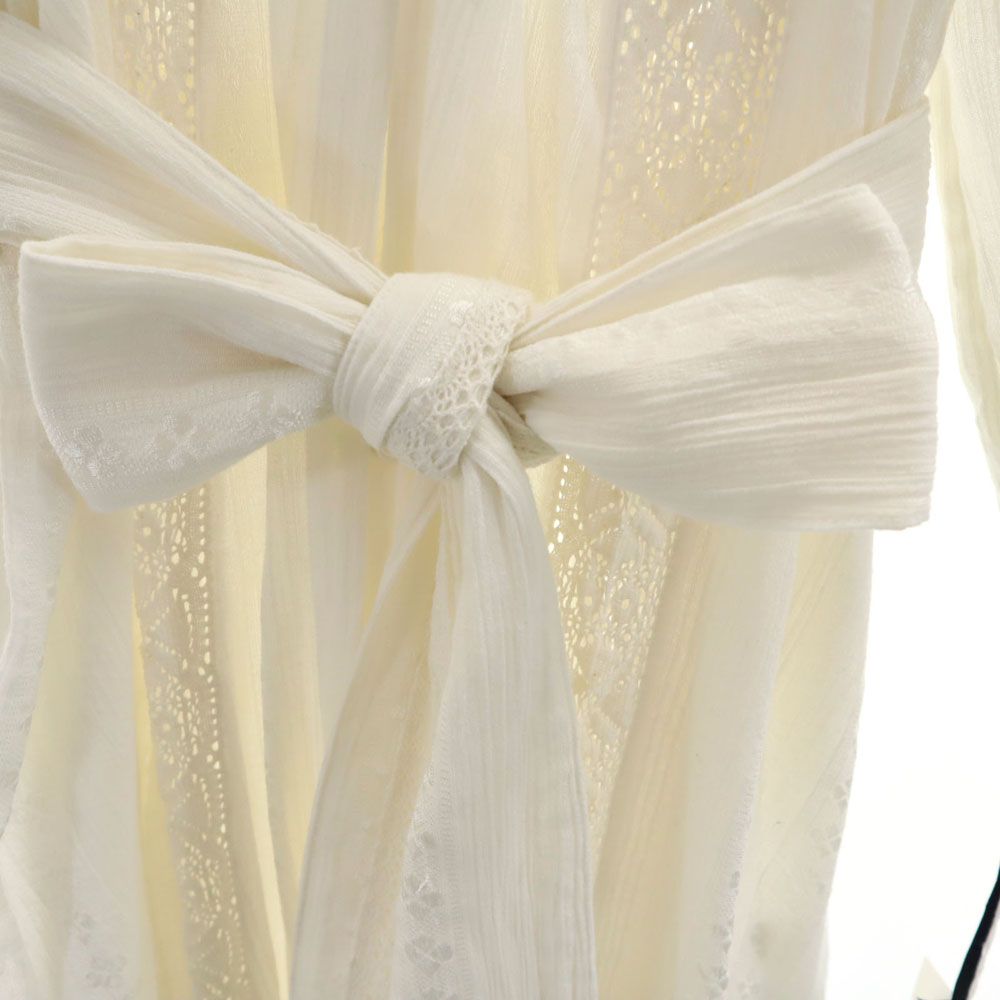 未使用 GRACE CLASS グレースクラス 長袖 フリルレース ロングワンピース 2-36 ホワイト 薄手 レディース