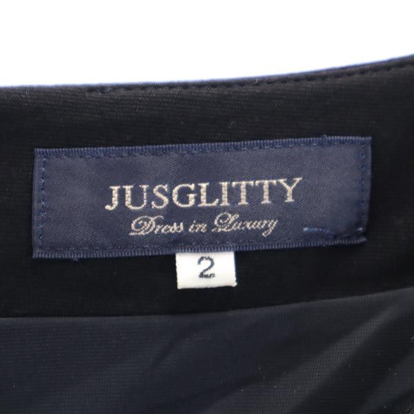 ジャスグリッティー 7分袖 ワンピース 2 黒×赤 JUSGLITTY レディース