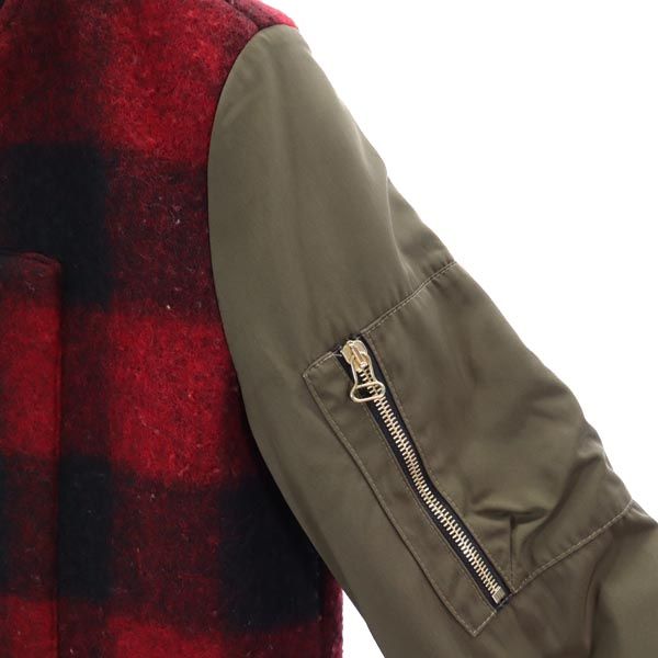 THATS IT FOLKS ザッツイットフォークス イタリア製 中綿ジャケット XS 赤×黒×カーキ UNITED ARROWS レディース