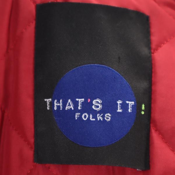 THATS IT FOLKS ザッツイットフォークス イタリア製 中綿ジャケット XS 赤×黒×カーキ UNITED ARROWS レディース