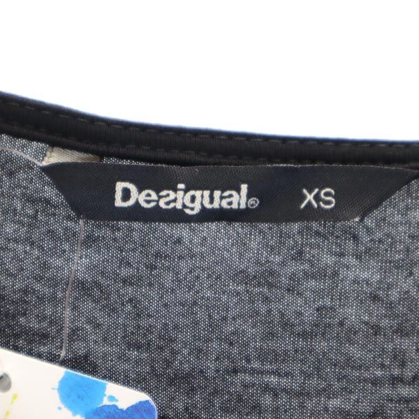 未使用 Desigual デジグアル ペイズリー柄 長袖 Tシャツ ワンピース XS 黒系 カットソー レディース