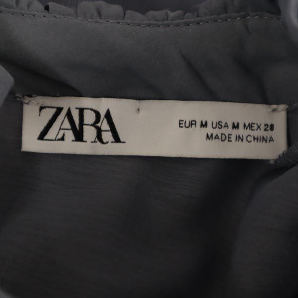 ザラ フリル シアー 長袖 ワンピース M グレー ZARA チュニック レディース