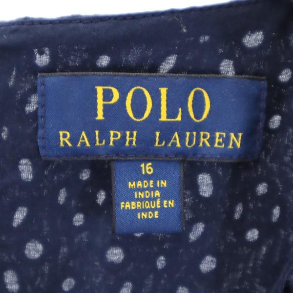 ポロラルフローレン 総刺繍 半袖 フリル袖 総刺繍 ワンピース 16 ネイビー POLO RALPH LAUREN キッズ