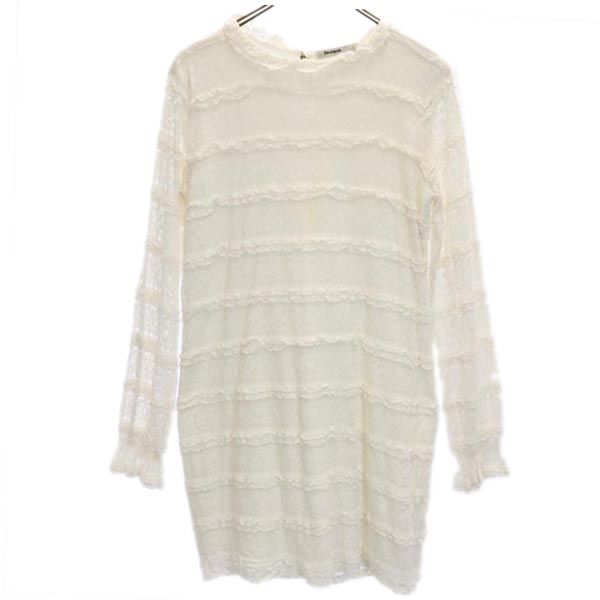 Desigual デジグアル 長袖 総レース ワンピース L ホワイト レディース