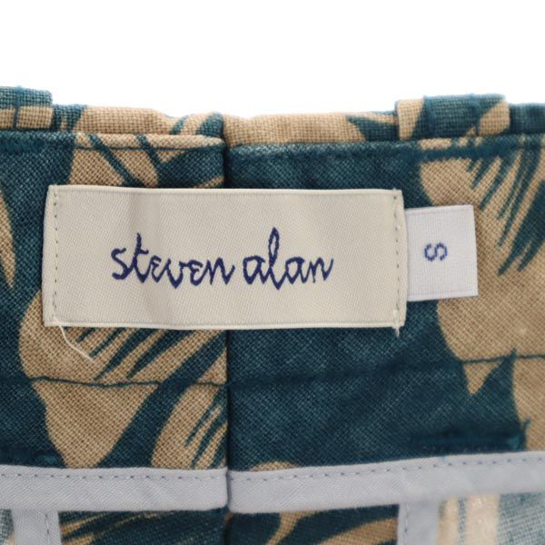 スティーブンアラン 日本製 リネンブレンド アロハ柄 ショートパンツ S グリーン系 Steven Alan ユナイテッドアローズ メンズ