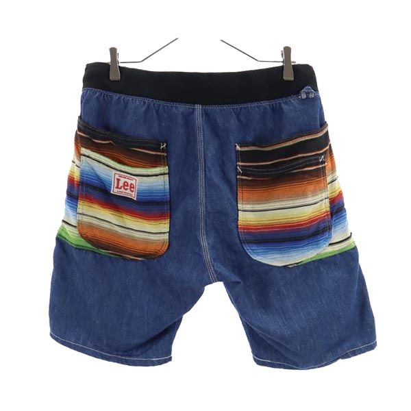リー 日本製 デニムショートパンツ w34 ネイビー系 Lee ウエストゴム メンズ