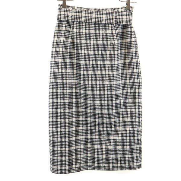 未使用 MERCURYDUO マーキュリーデュオ リバーシブル チェック柄 ロング丈 スカート S ホワイト/ブラック×グリーン レディース